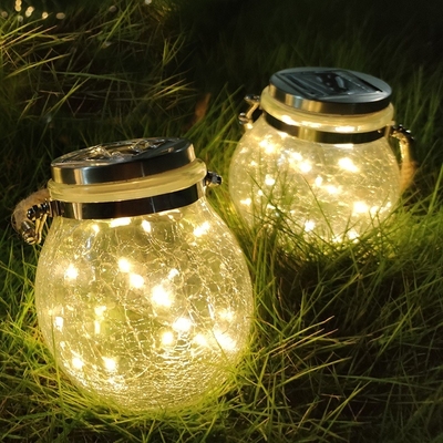 Cracry Glass Bottle Decoration Lights Hanging Decorative Lights Mason Jar Fairy Lights Outdoor Waterproof Glass Bottle Holiday Hot Selling Solar Powered Cracry Lights